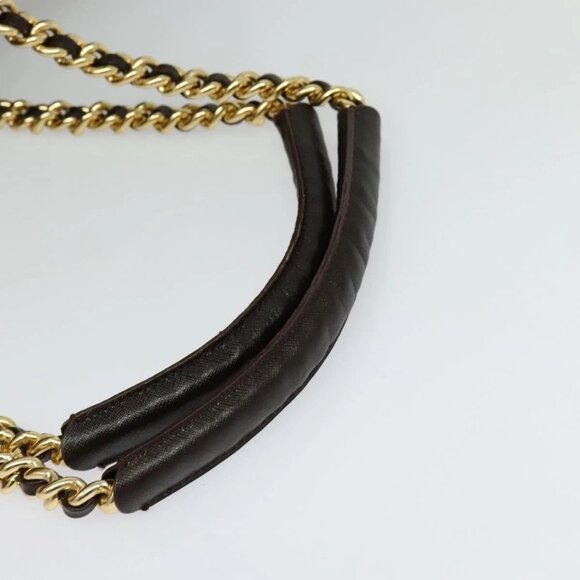 PRADA Boston Bag Nylon Brown Gold Auth sw1308 - Picture 8 of 16